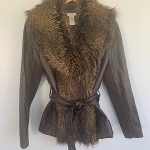Leather and fur jacket